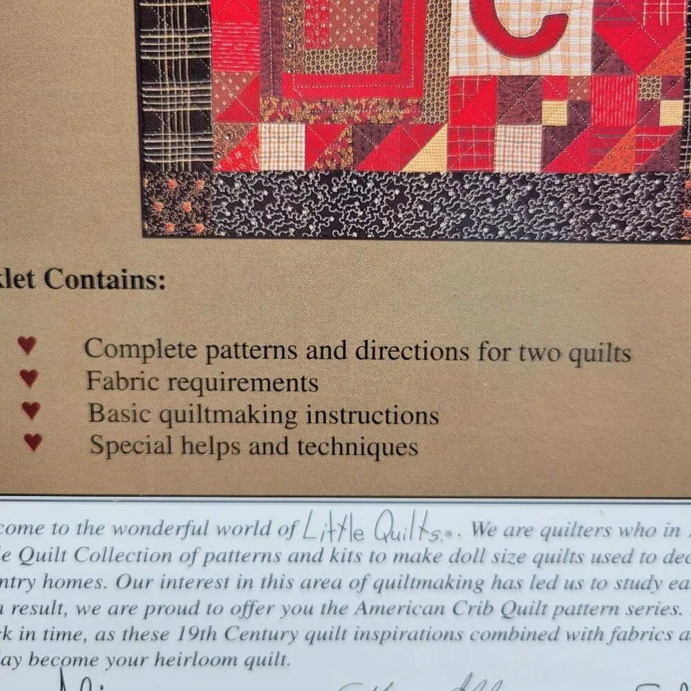 American Crib Quilts Welcome Home Pattern Book 19th Century Inspired 2 Patterns